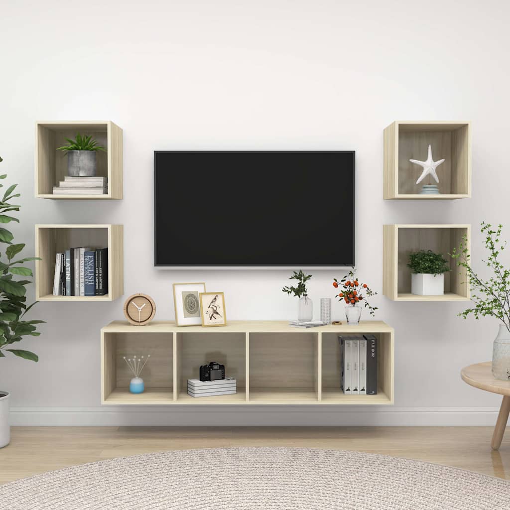 5-tlg. TV-Schrank-Set Sonoma-Eiche Holzwerkstoff