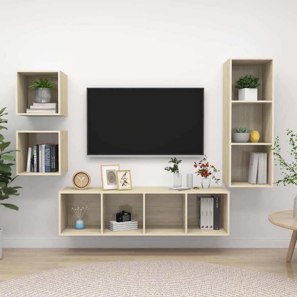 4-tlg. TV-Schrank-Set Sonoma-Eiche Holzwerkstoff