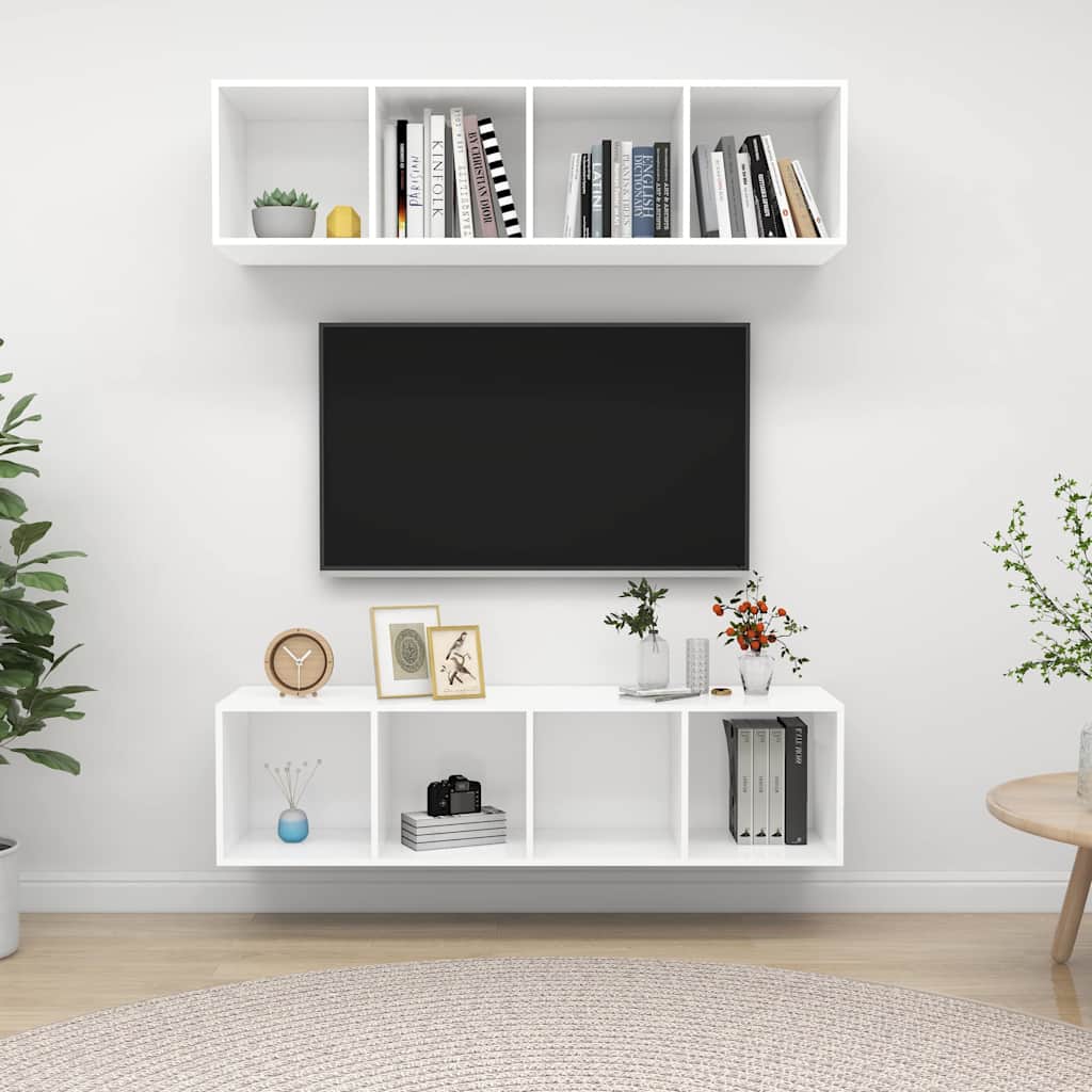 TV-Wandschränke 2 Stk. Weiß Holzwerkstoff