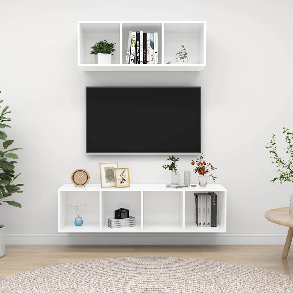 2-tlg. TV-Schrank-Set Weiß Holzwerkstoff