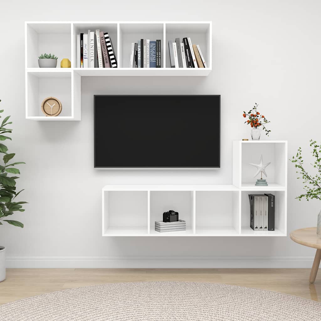 4-tlg. TV-Schrank-Set Weiß Holzwerkstoff