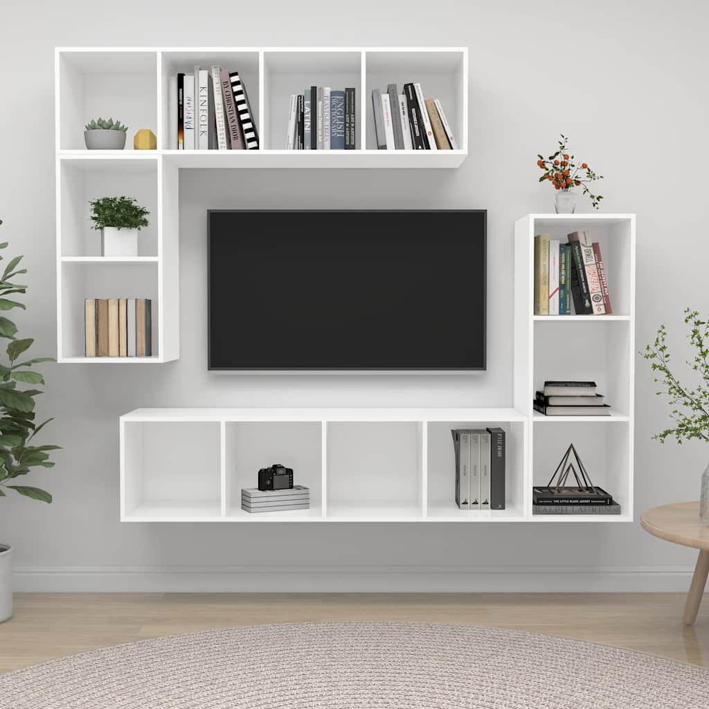 4-tlg. TV-Schrank-Set Weiß Holzwerkstoff