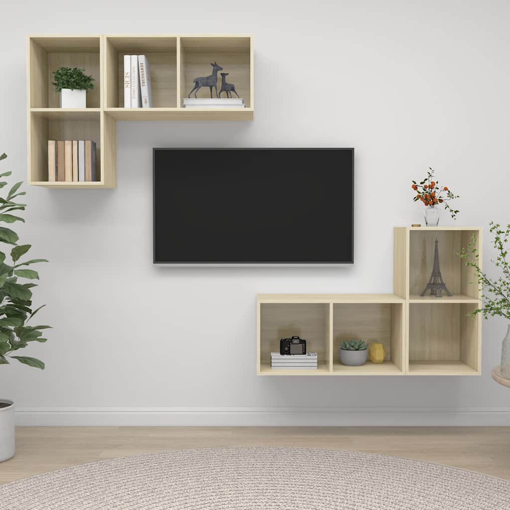 TV-Wandschränke 4 Stk. Sonoma-Eiche Holzwerkstoff