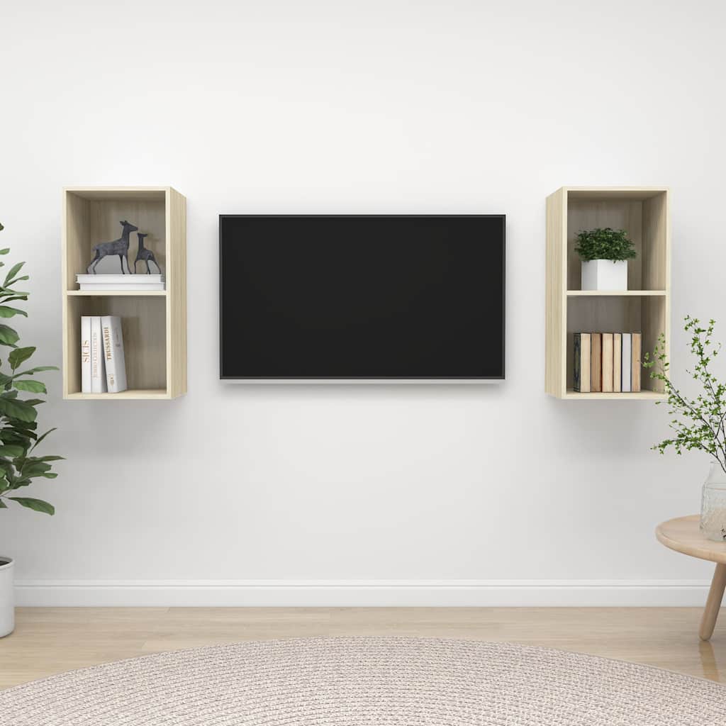 TV-Wandschränke 2 Stk. Sonoma-Eiche Holzwerkstoff