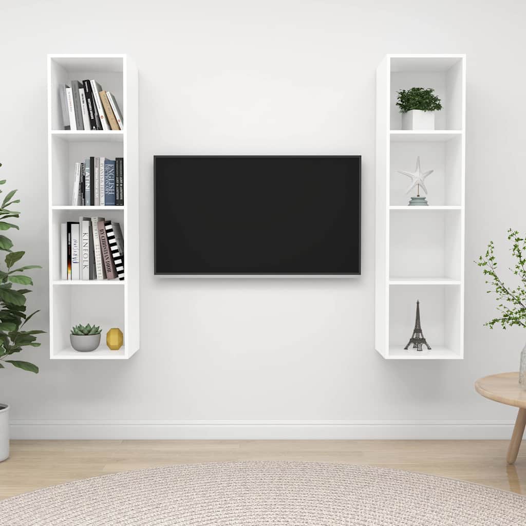 TV-Wandschränke 2 Stk. Weiß Holzwerkstoff