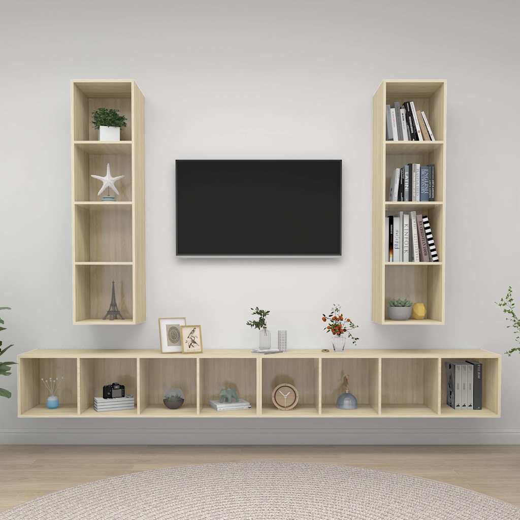 TV-Wandschränke 4 Stk. Sonoma-Eiche Holzwerkstoff