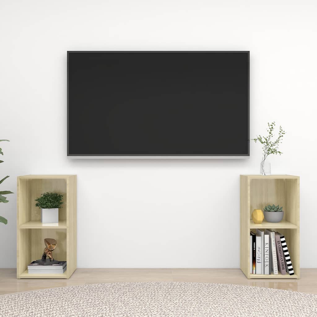 TV-Schränke 2 Stk. Sonoma-Eiche 72x35x36,5 cm Holzwerkstoff