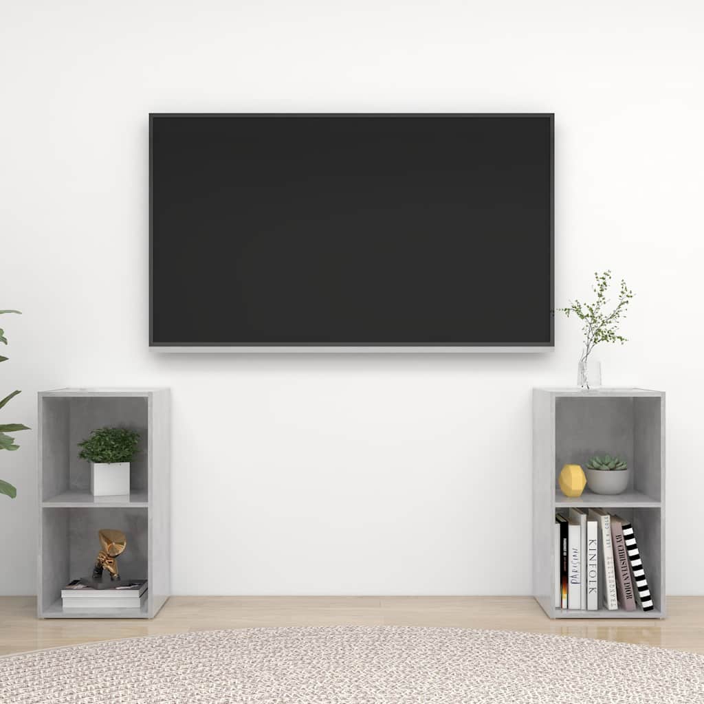 TV-Schränke 2 Stk. Betongrau 72x35x36,5 cm Holzwerkstoff
