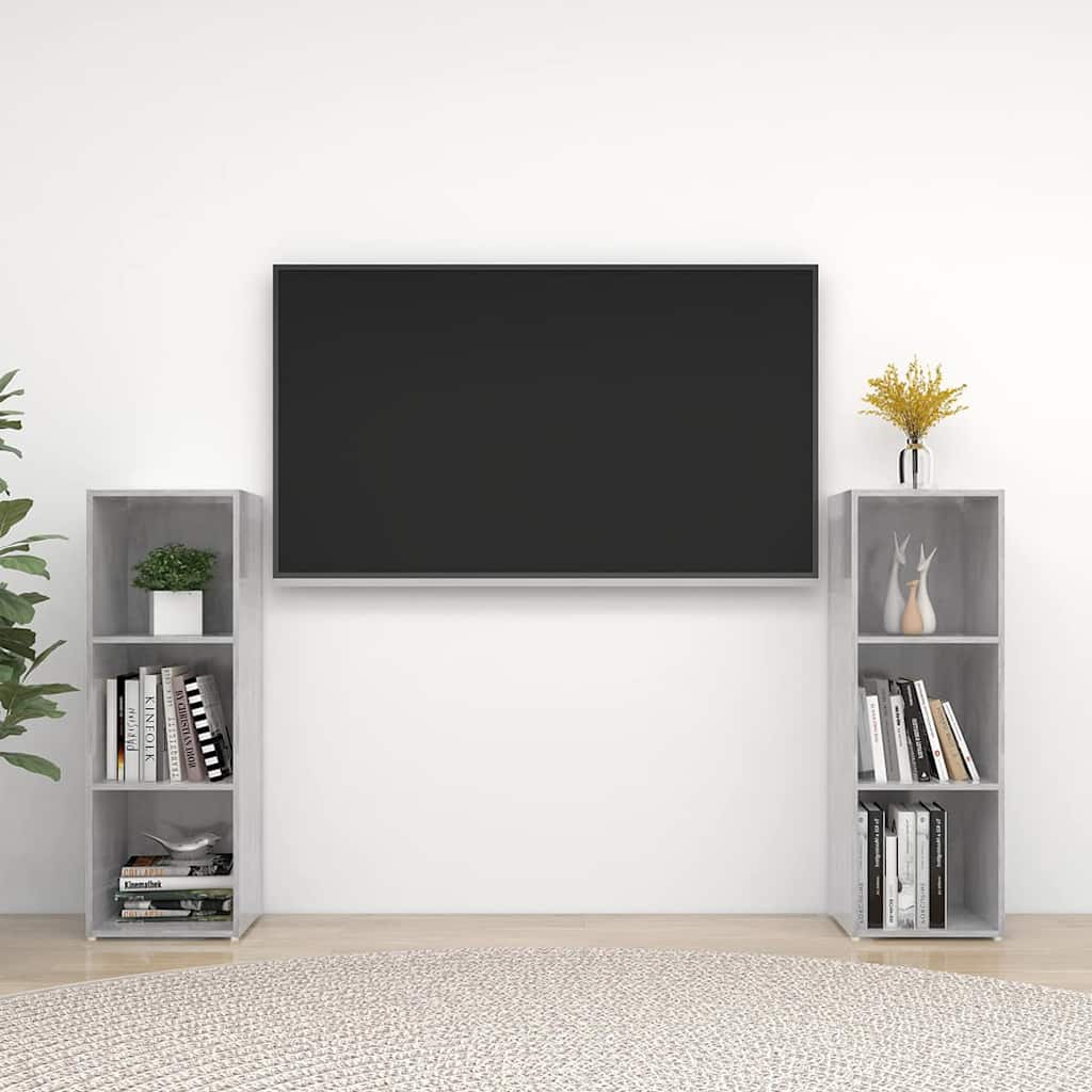 TV-Schränke 2 Stk. Betongrau 107x35x37 cm Holzwerkstoff