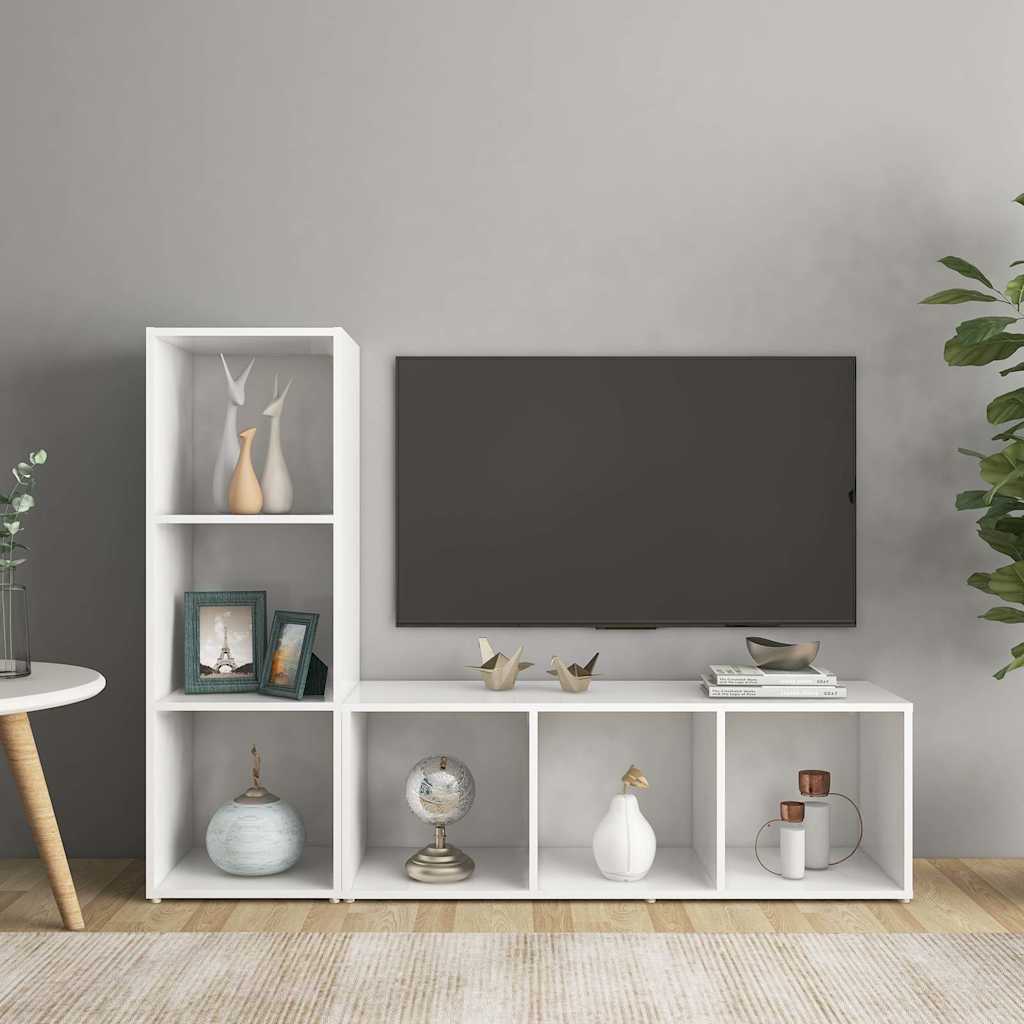 TV-Schränke 2 Stk. Weiß 107x35x37 cm Holzwerkstoff