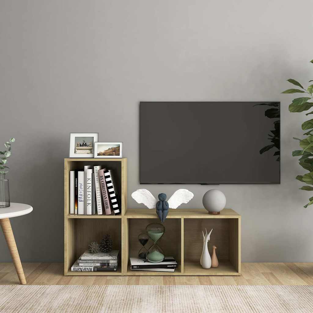 TV-Schränke 2 Stk. Sonoma-Eiche 72x35x36,5 cm Holzwerkstoff