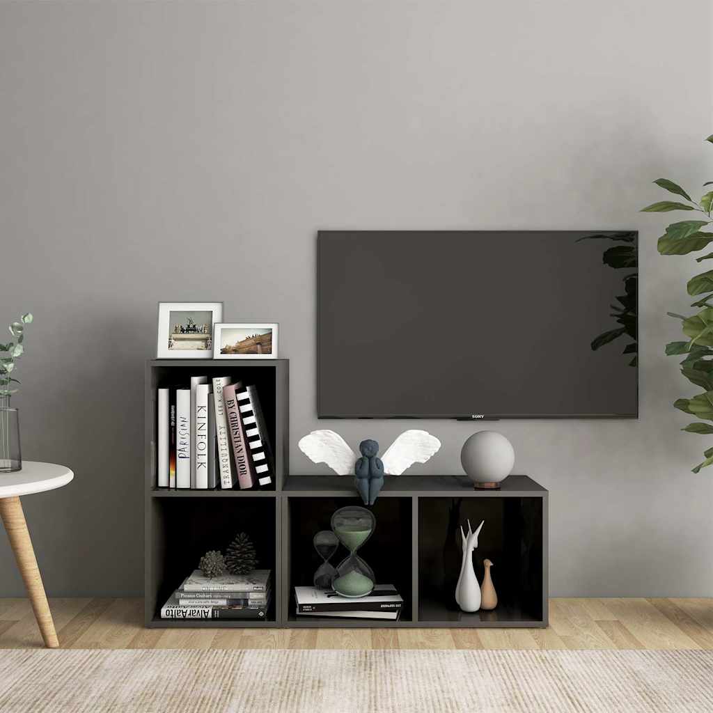 TV-Schränke 2 Stk. Hochglanz-Grau 72x35x36,5 cm Holzwerkstoff