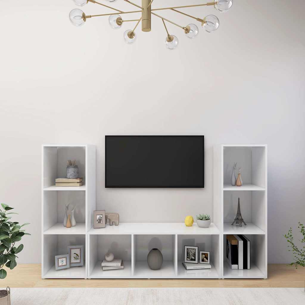 TV-Schränke 3 Stk. Weiß 107x35x37 cm Holzwerkstoff