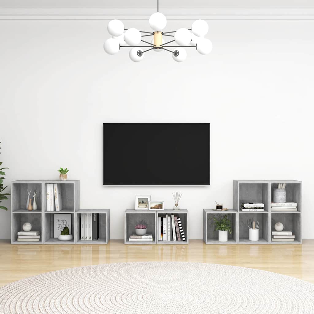 8-tlg. TV-Schrank-Set Betongrau Holzwerkstoff