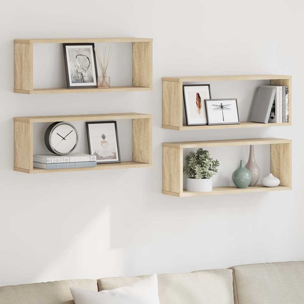 Würfelregale 4 Stk. Sonoma-Eiche 60x15x23 cm Holzwerkstoff