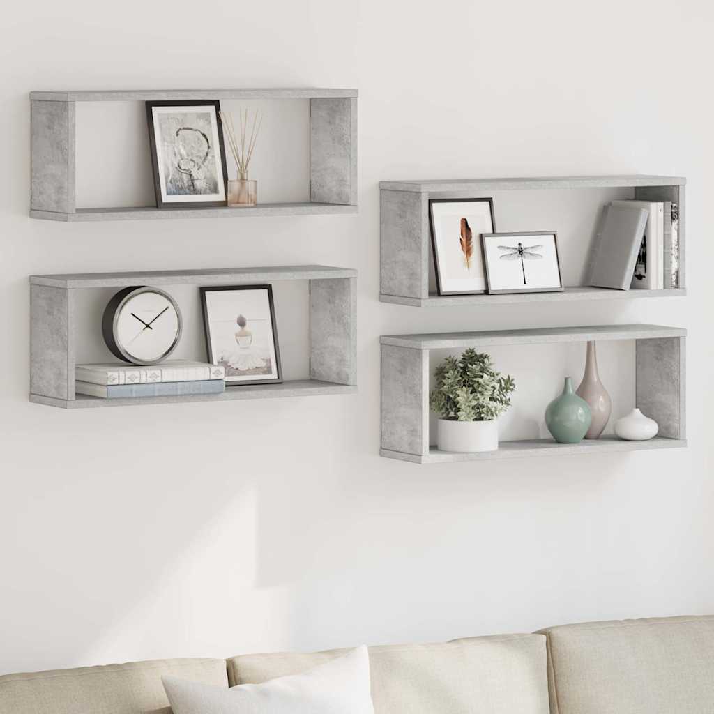 Würfelregale 4 Stk. Betongrau 60x15x23 cm Holzwerkstoff