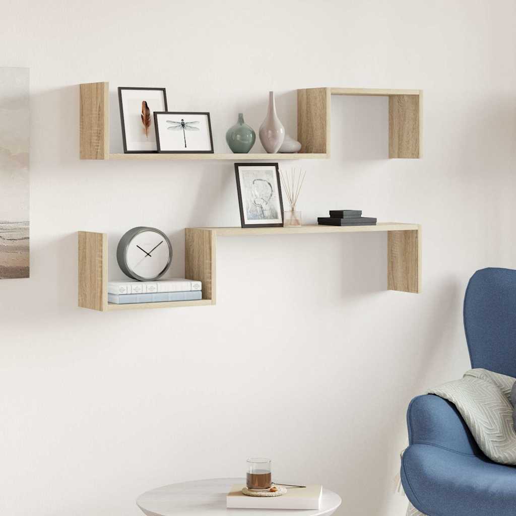Wandregale 2 Stk. Sonoma-Eiche 100x15x20 cm Holzwerkstoff