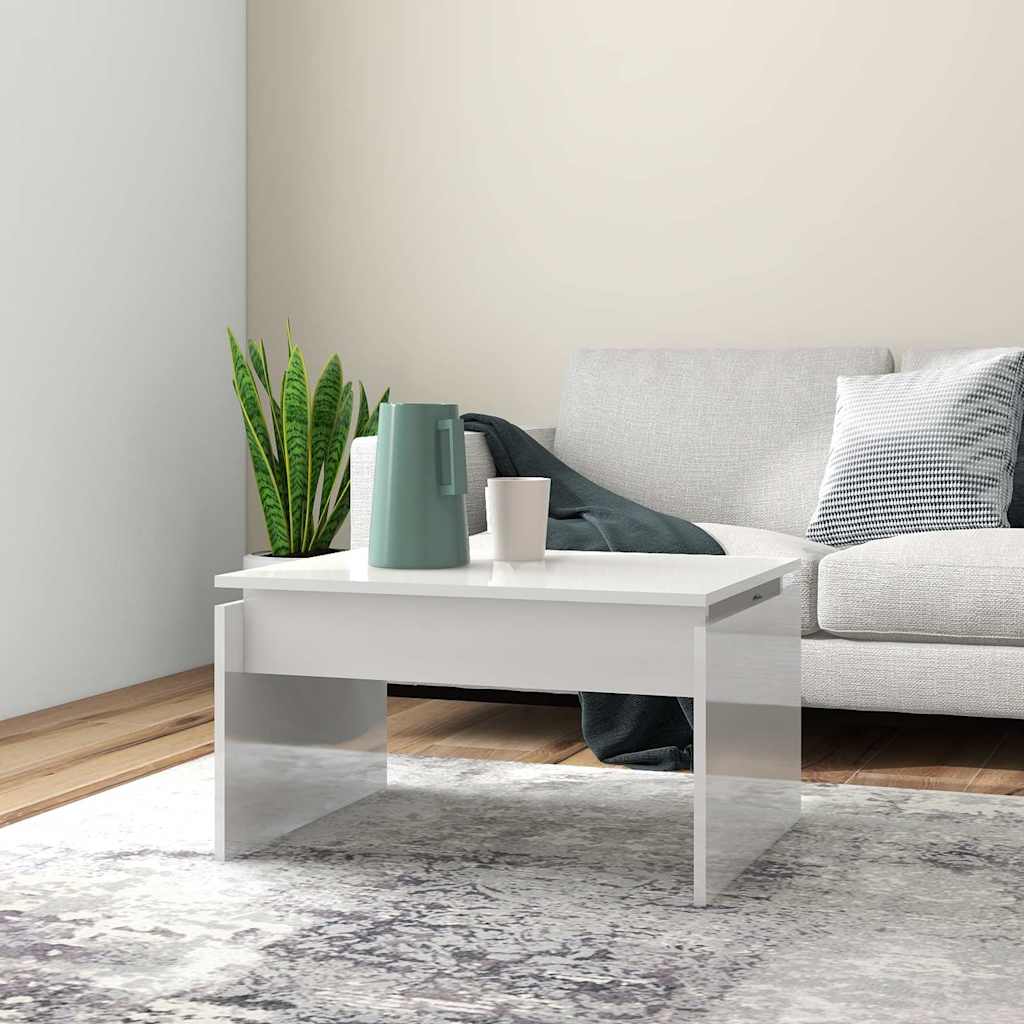 Couchtisch Hochglanz-Weiß 68x50x38 cm Holzwerkstoff