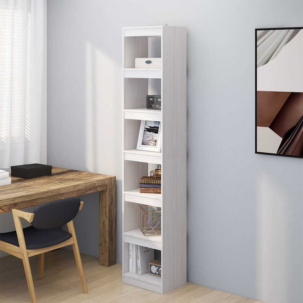 Bücherregal/Raumteiler Weiß 40x30x199 cm Massivholz Kiefer
