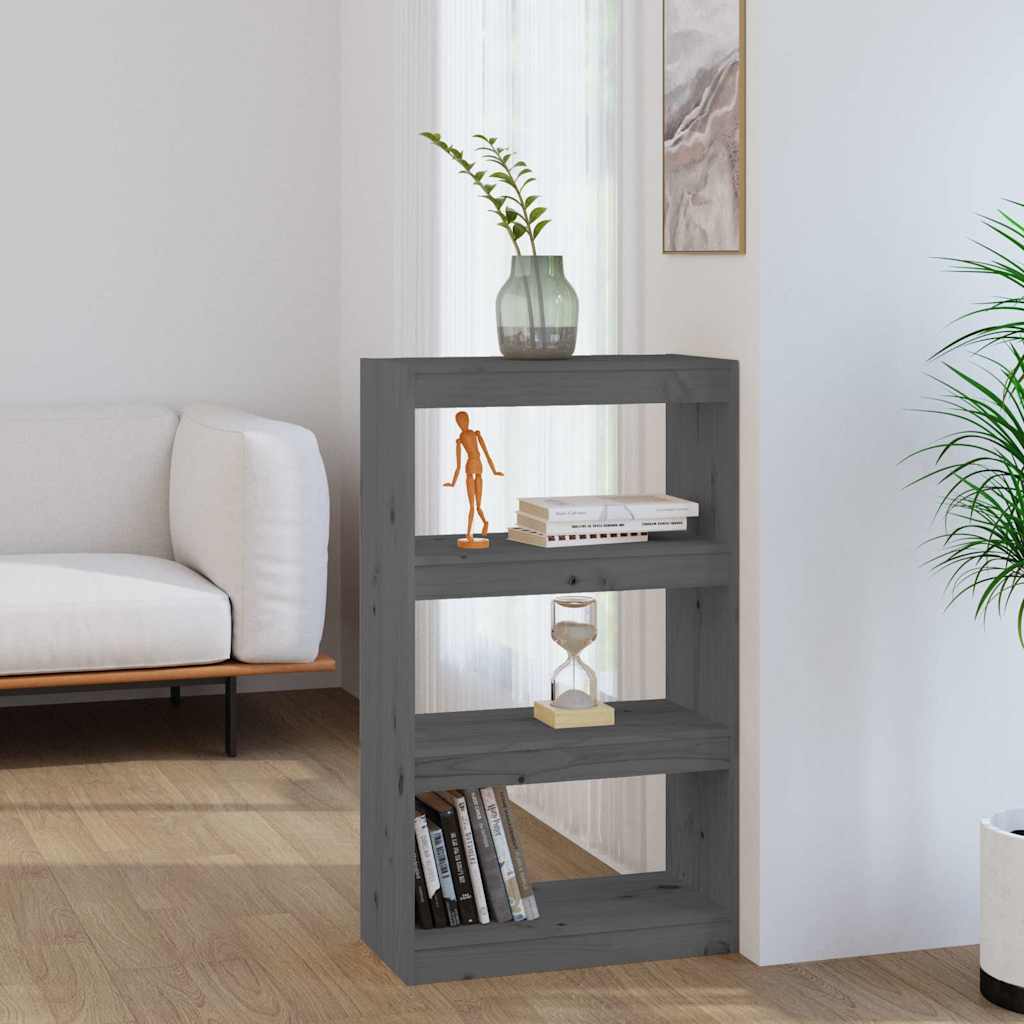 Bücherregal/Raumteiler Grau 60x30x103,5 cm Massivholz Kiefer