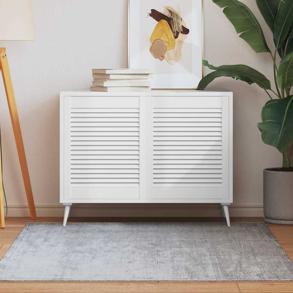 Schranktüren Lamellen-Design 2 Stk Weiß 61,5x49,4 cm Massivholz