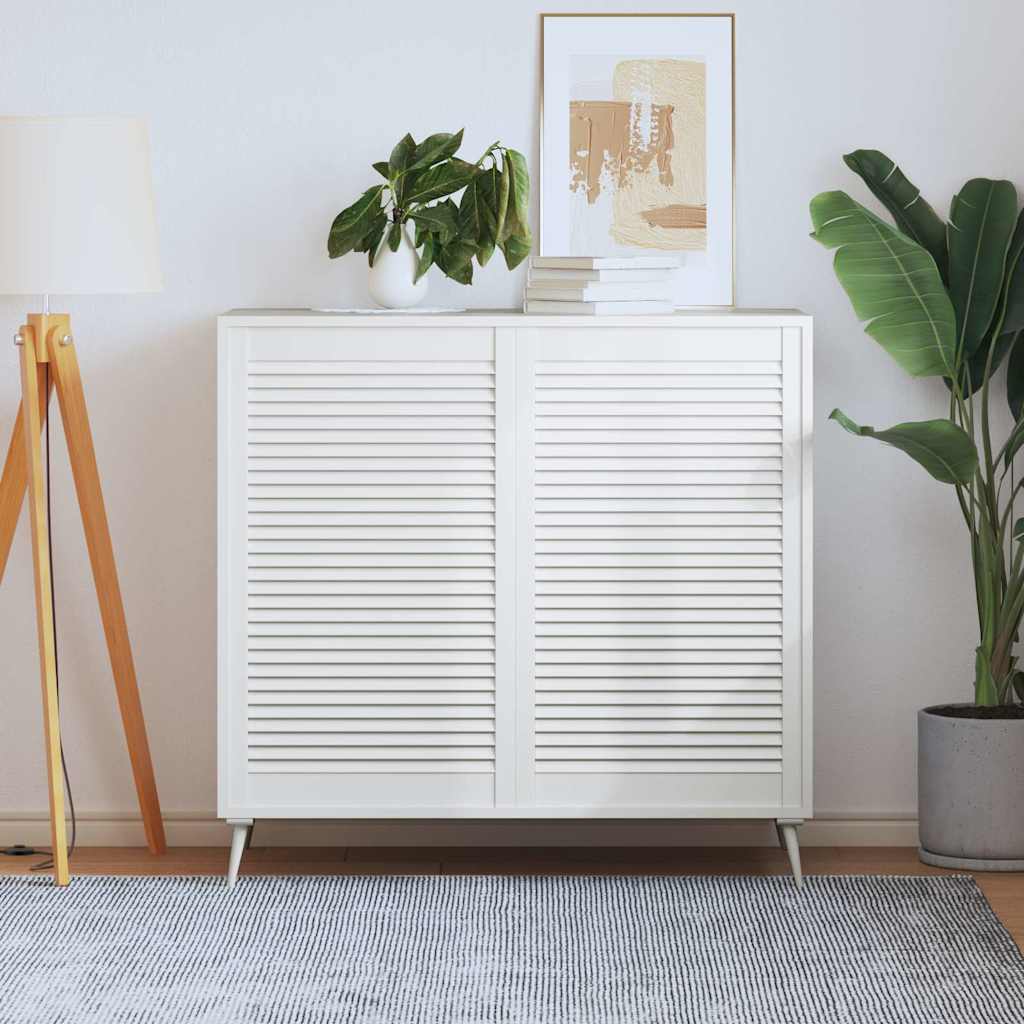 Schranktüren Lamellen-Design 2 Stk Weiß 99,3x59,4 cm Massivholz