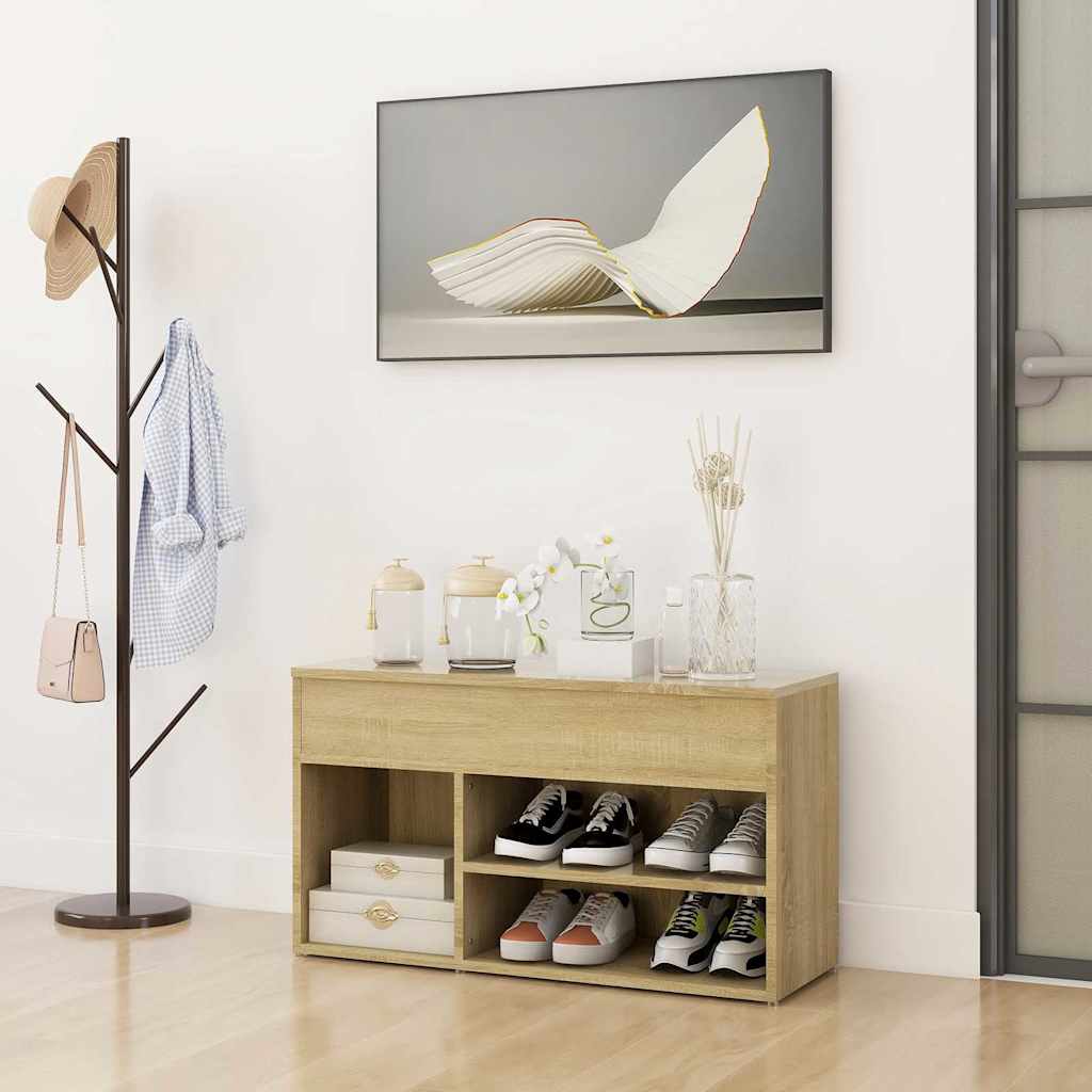 Schuhbank Sonoma-Eiche 80x30x45 cm Holzwerkstoff
