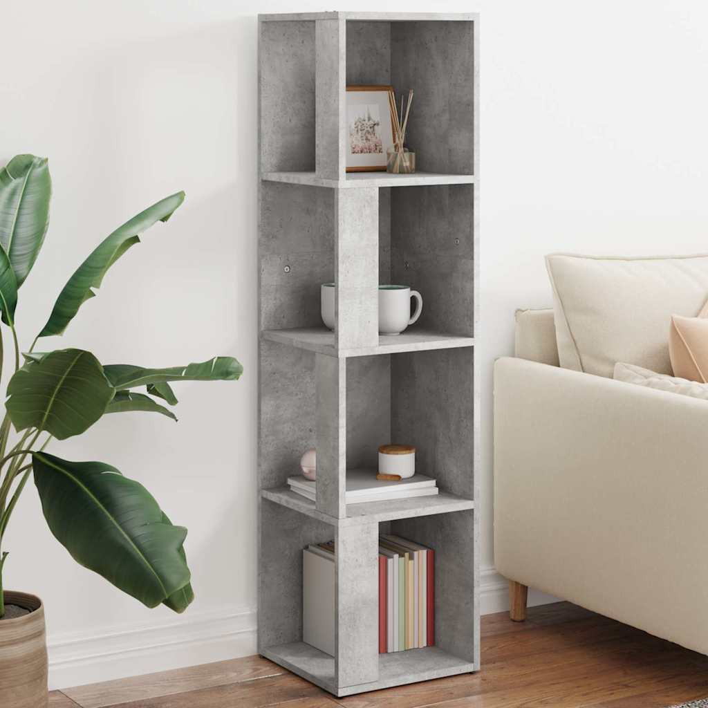 Eckregal Betongrau 33x33x132 cm Holzwerkstoff