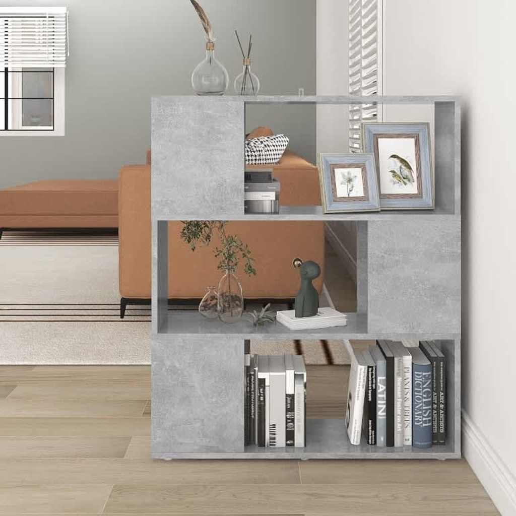 Bücherregal Raumteiler Betongrau 80x24x94 cm Holzwerkstoff