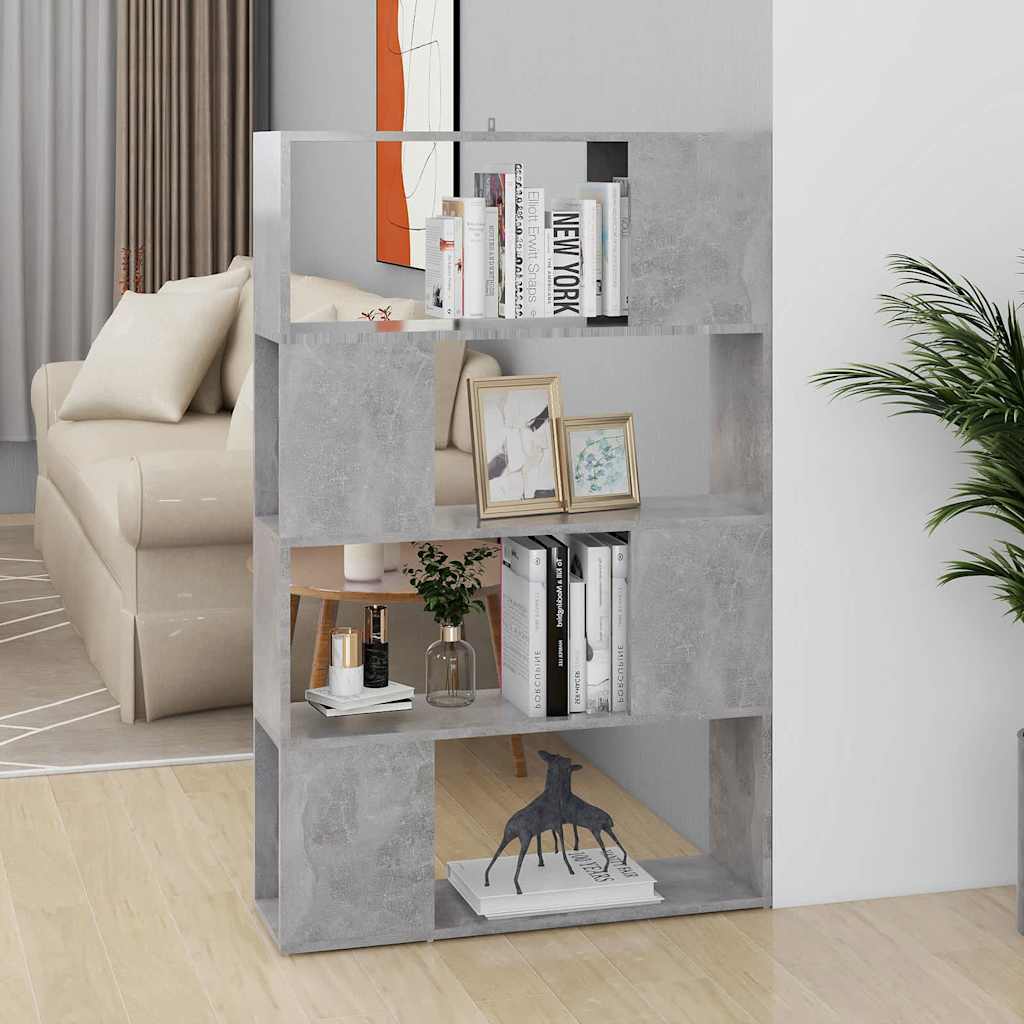 Bücherregal Raumteiler Betongrau 80x24x124,5 cm Holzwerkstoff