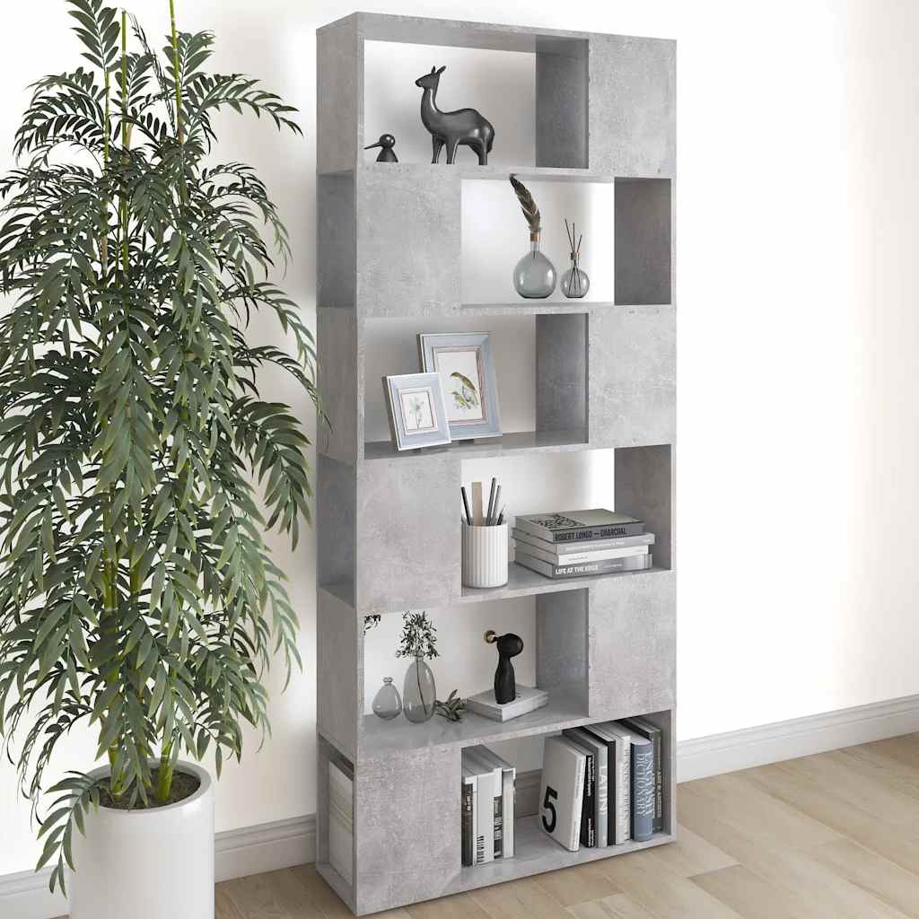 Bücherregal Raumteiler Betongrau 80x24x186 cm Holzwerkstoff