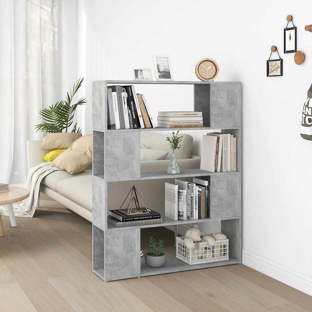 Bücherregal Raumteiler Betongrau 100x24x124 cm