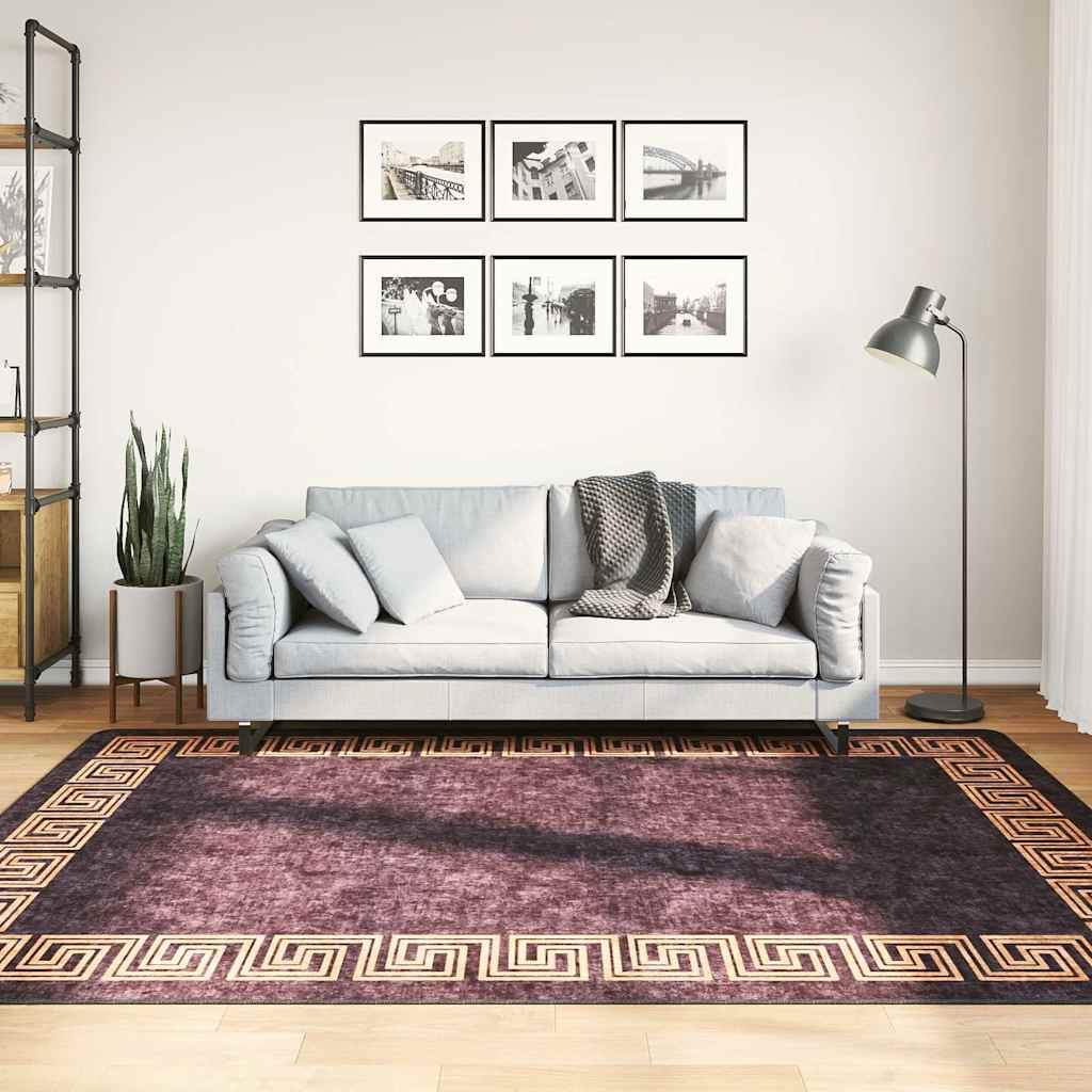 Teppich Waschbar Schwarz und Golden 160x230 cm