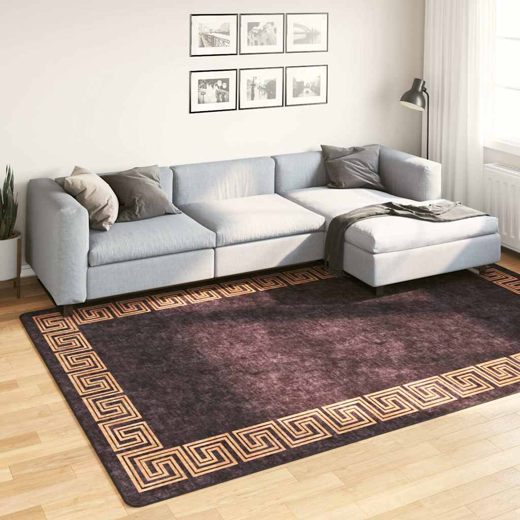 Teppich Waschbar Schwarz und Golden 190x300 cm
