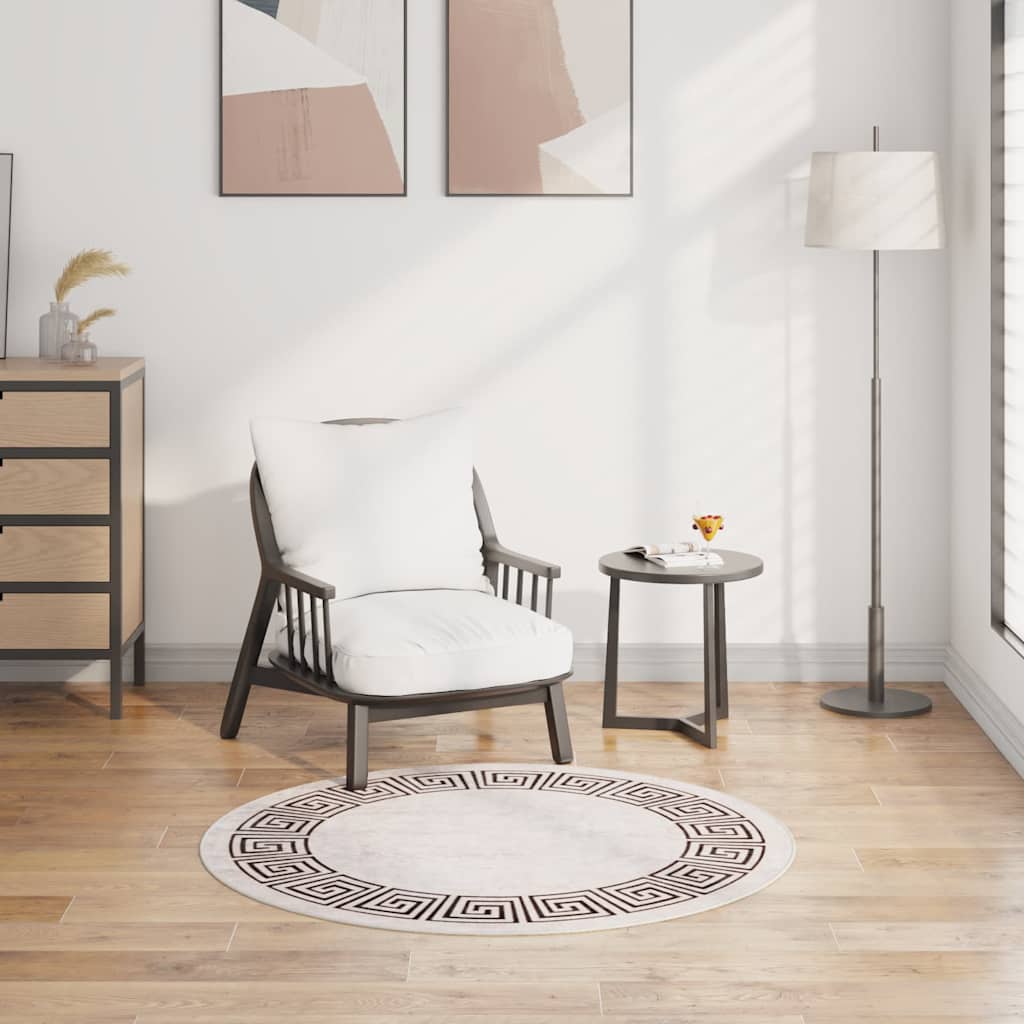 Teppich Waschbar φ120 cm Hellbeige Rutschfest