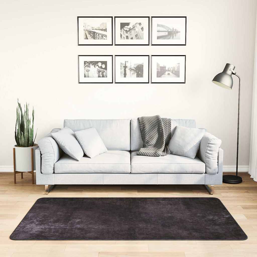 Teppich Waschbar 80x150 cm Anthrazit