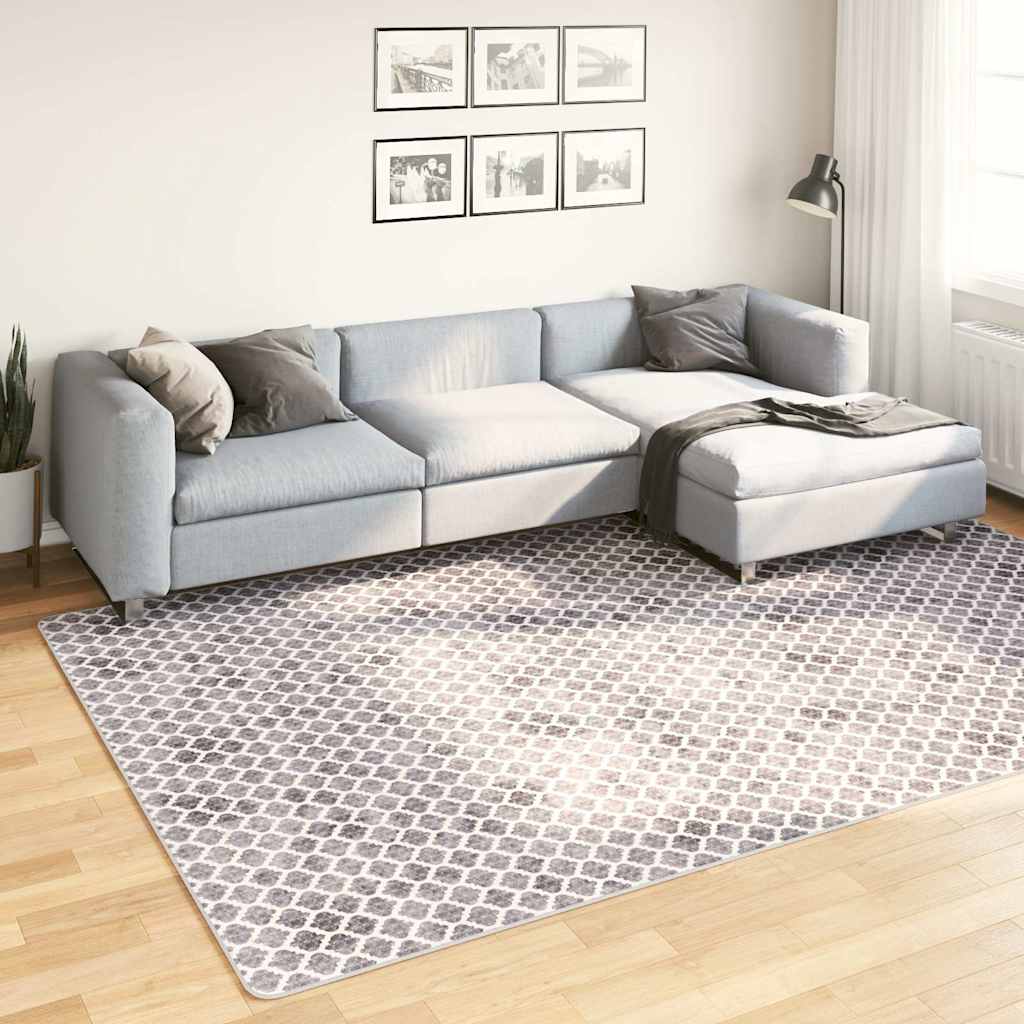 Teppich Waschbar 190x300 cm Grau und Weiß