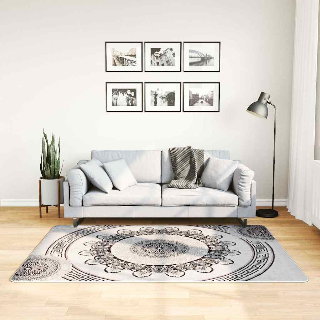 Teppich Waschbar Schwarz und Grau 120x180 cm