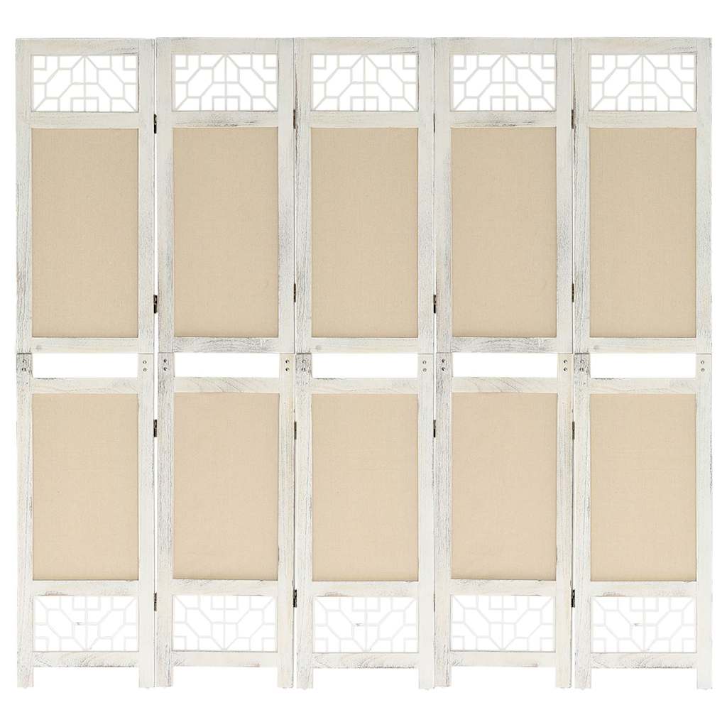 5-tlg. Raumteiler Creme 175x165 cm Stoff