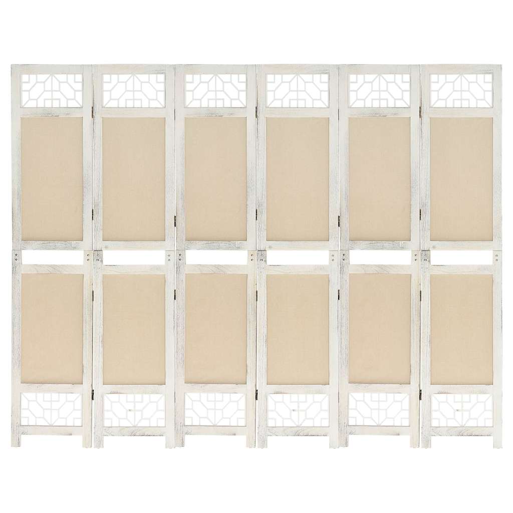 6-tlg. Raumteiler Creme 210x165 cm Stoff