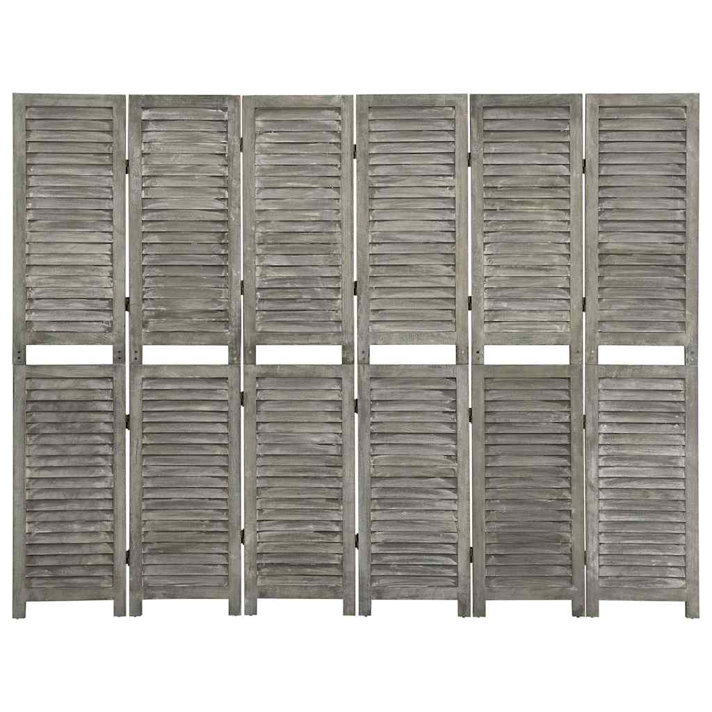 6-tlg. Raumteiler Grau 214x166 cm Massivholz
