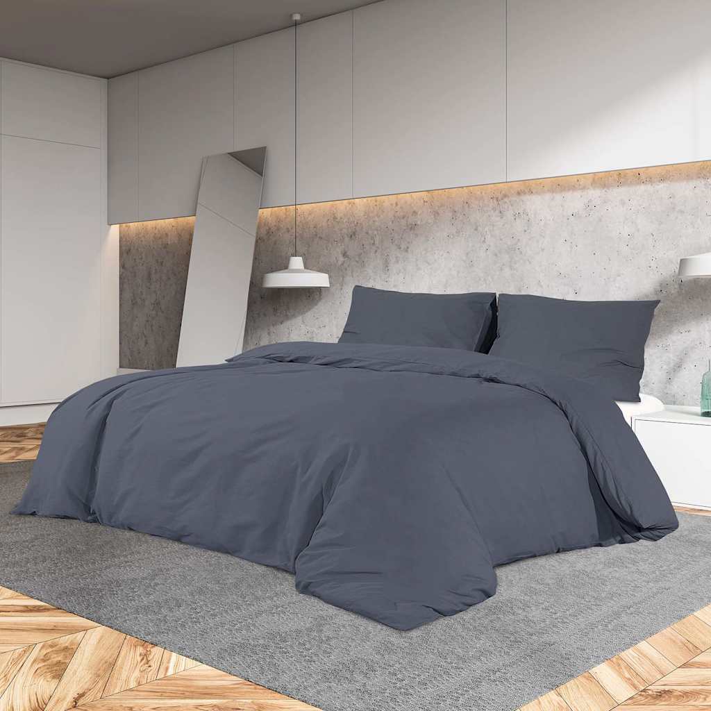 Bettwäsche-Set Anthrazit 240x220 cm Leichte Mikrofaser