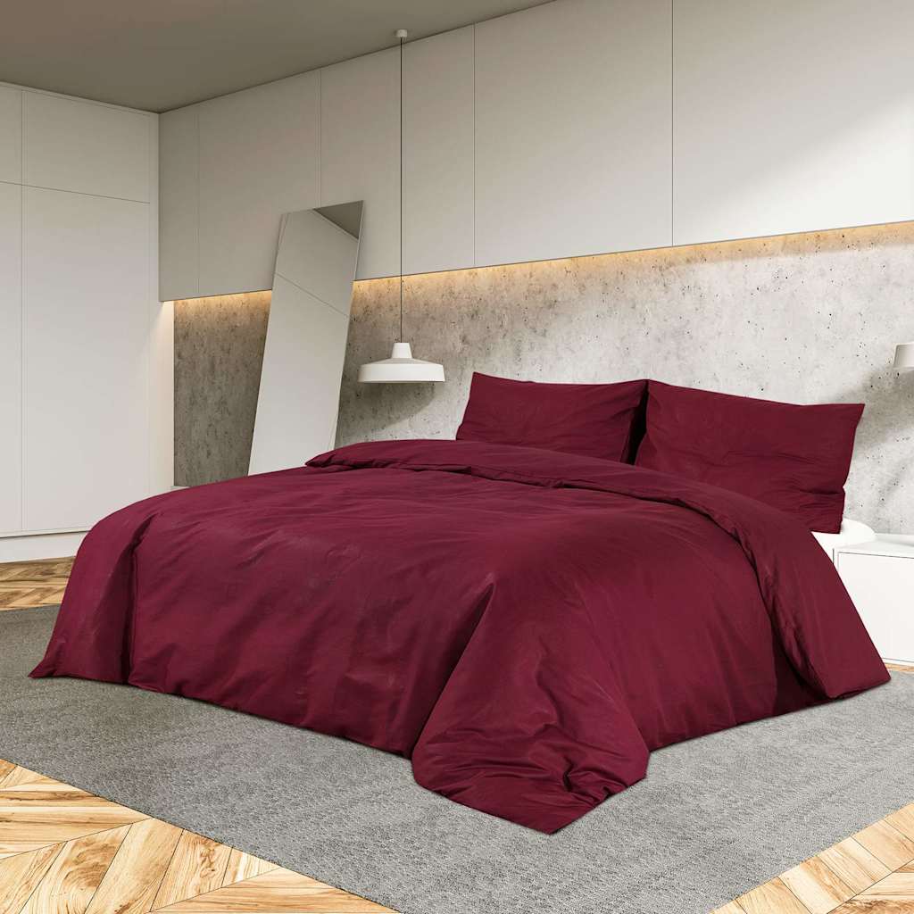 Bettwäsche-Set Bordeauxrot 135x200 cm Leichte Mikrofaser