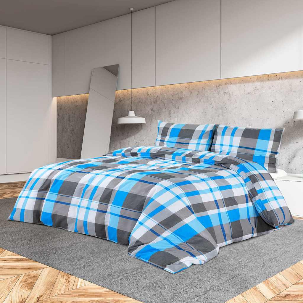 Bettwäsche-Set Blau und Grau 260x240 cm Baumwolle