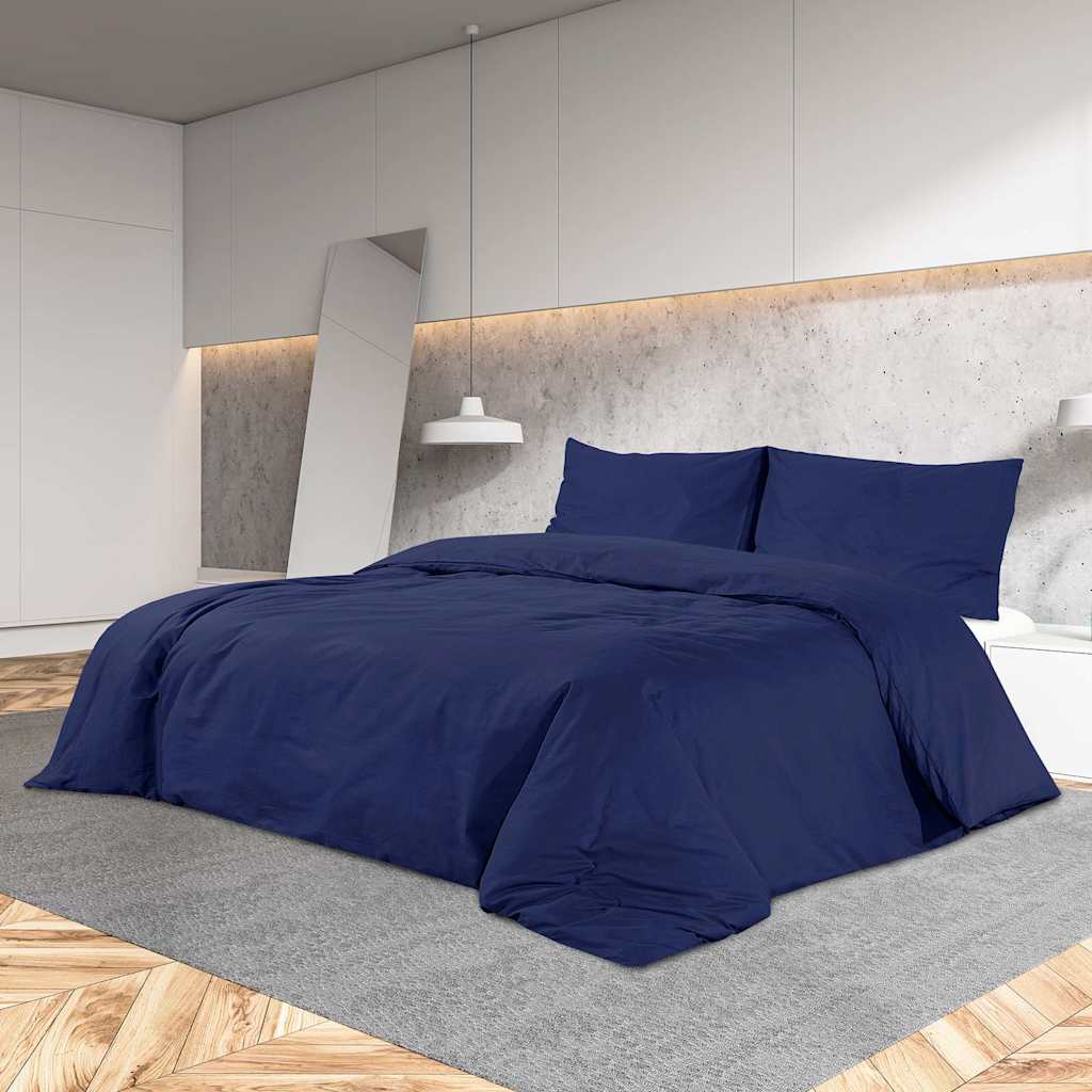 Bettwäsche-Set Marineblau 200x220 cm Baumwolle