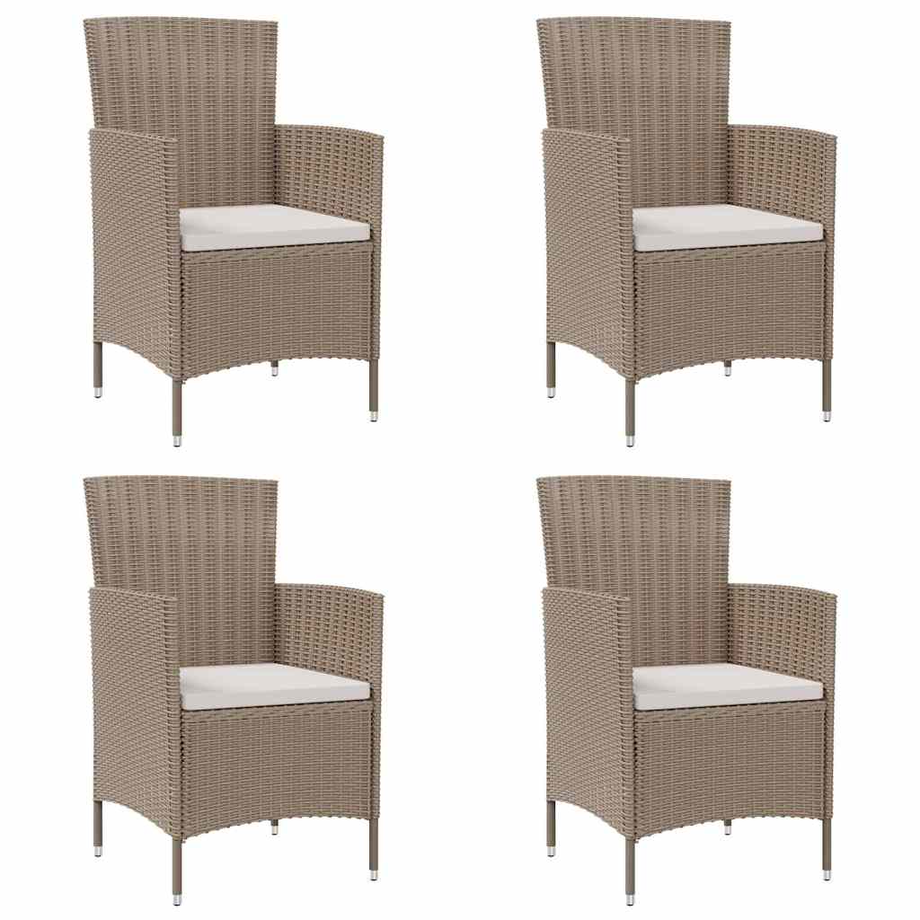 Gartenstühle mit Kissen 4 Stk. Poly Rattan Beige