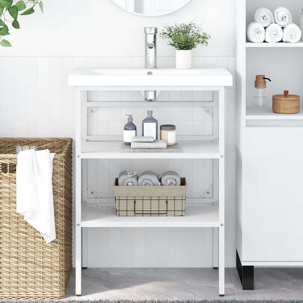 Badezimmer Waschtischgestell Weiß 59x38x83 cm Eisen