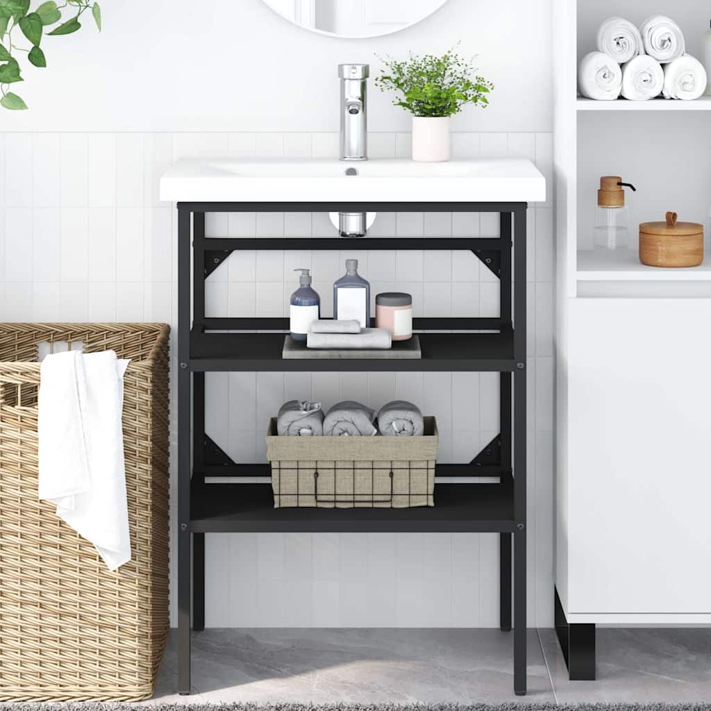 Badezimmer Waschtischgestell Schwarz 59x38x83 cm Eisen