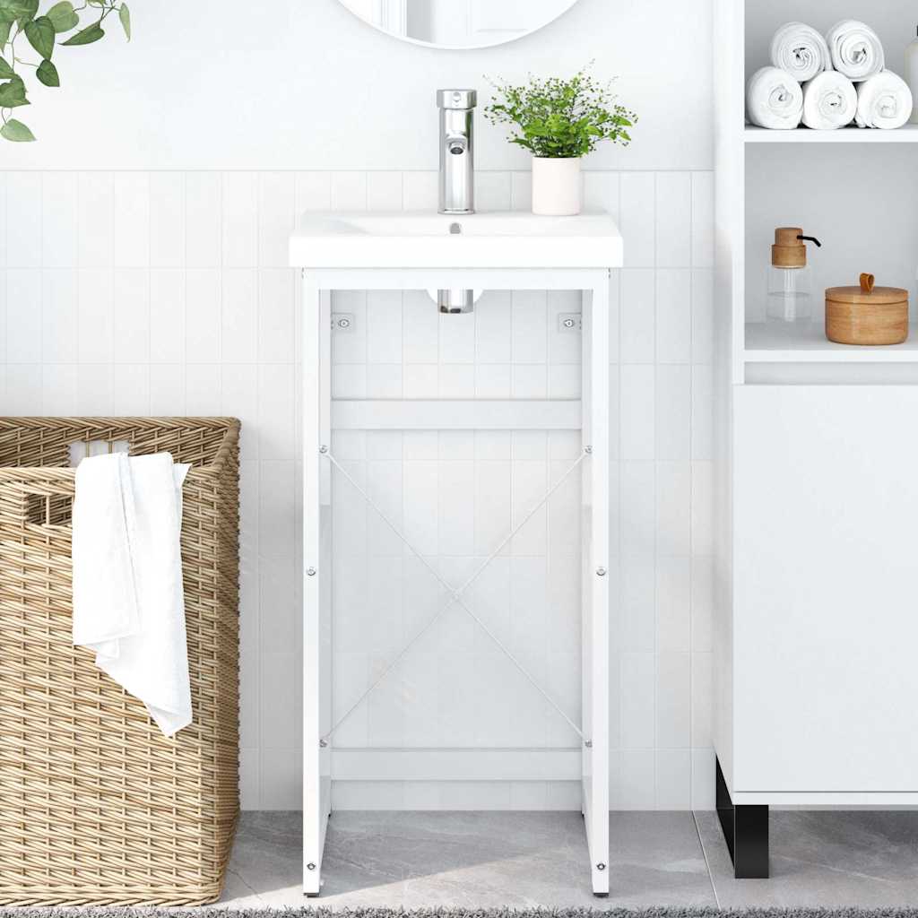 Badezimmer Waschtischgestell Weiß 40x38x83 cm Eisen