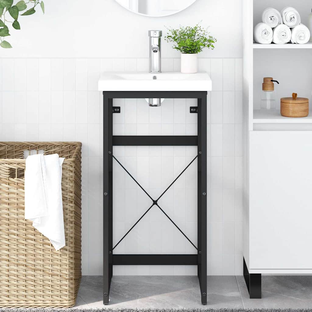 Badezimmer Waschtischgestell Schwarz 40x38x83 cm Eisen
